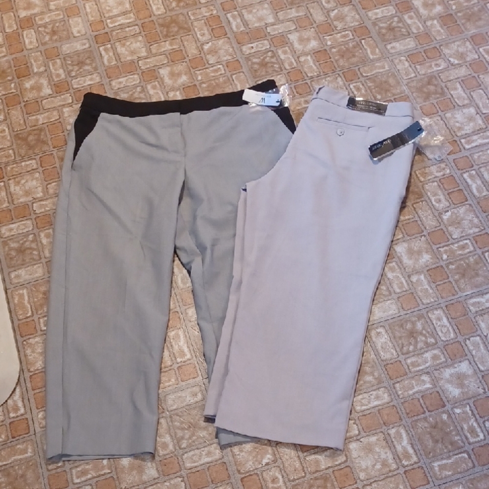 Daisy Fuentes Gray and Black Cropped Pants Worthington Crop Length Size 12